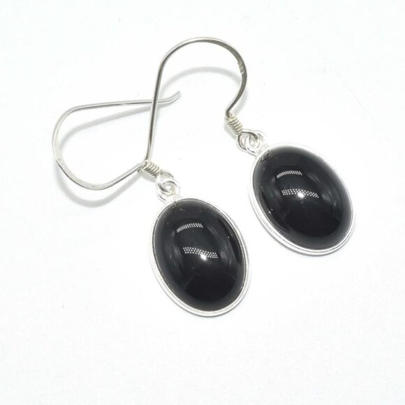 Sterling Silver Black Onyx Hand Made Earrings - Picture 2 of 3